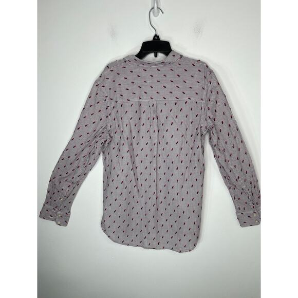 GAP blouse shirt button down women's medium purple violet red tufts details - Picture 4 of 13